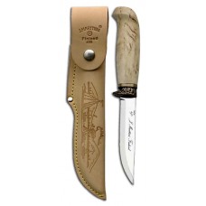 Hunting knife with bronze finger guard